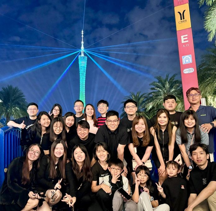WS Group team trip to Guangzhou, in front of the Canton Tower